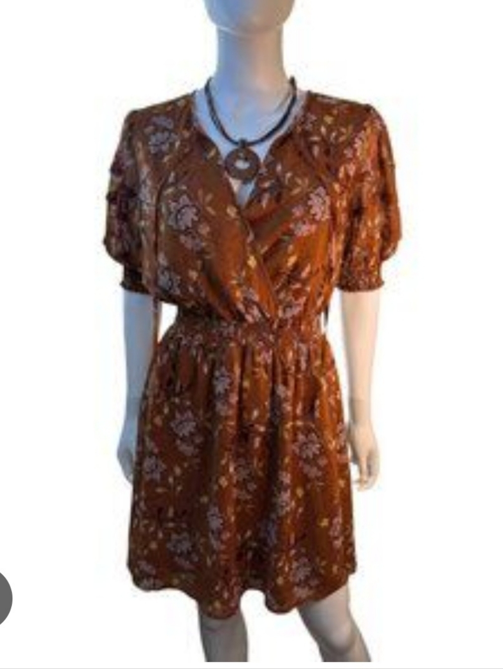 Collective Concepts Floral Brown Midi Dress NWOT